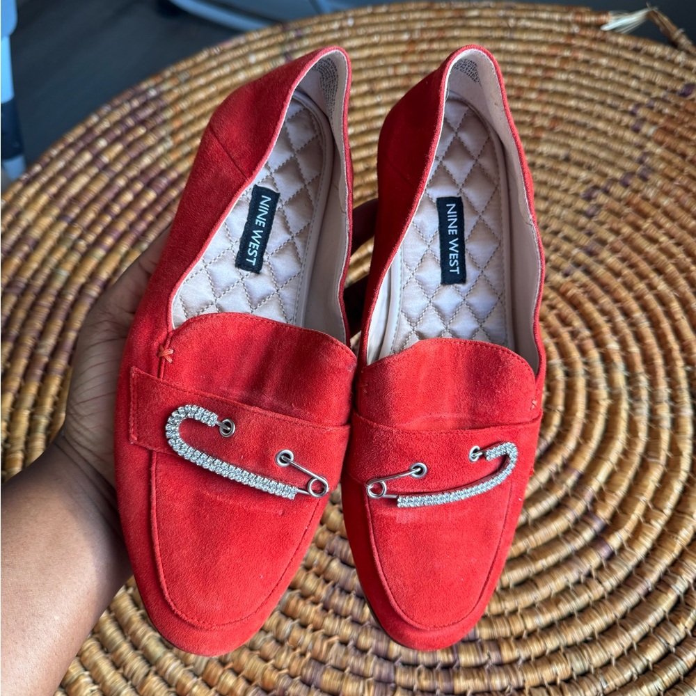 Nine West Vibrant Red Suede Loafers